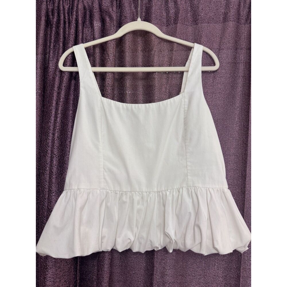 Abercrombie & Fitch Poplin Bubblem Hem Tank Size L